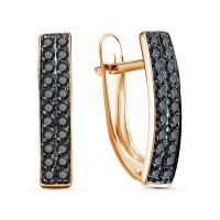 Серьги из красного золота с черными фианитами