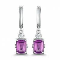 Серьги из серебра с аметистами фианитами