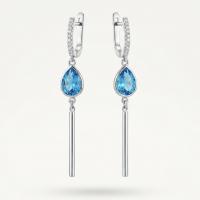 Серьги из бижутерного сплава с фианитами