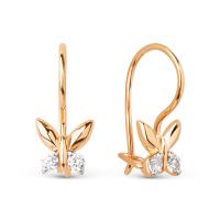 Серьги детские из золота с фианитами