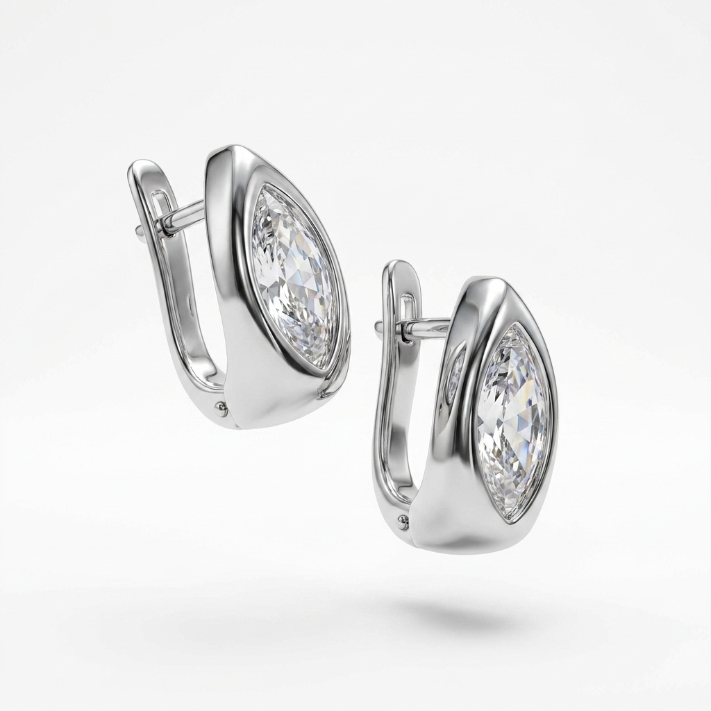 Серьги из серебра с фианитами