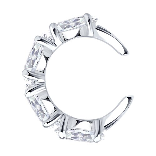 Серьга-кафф из серебра с фианитами