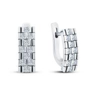 Серьги из серебра с фианитами Sadko