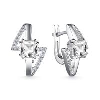 Серьги из серебра с горным хрусталем и фианитами