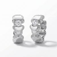 Серьги в стиле конго из  серебра с фианитами, диаметр 20 мм