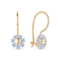 Серьги детские из красного золота с фианитами