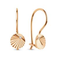Серьги детские из красного золота с фианитами