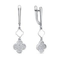 Серьги из серебра с фианитами и эмалью Collection