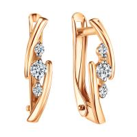 Серьги из красного золота с фианитами