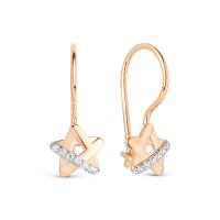 Серьги детские из красного золота с фианитами