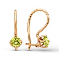 Серьги детские из красного золота с фианитами