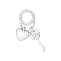 Подвеска-бегунок из серебра с фианитами love