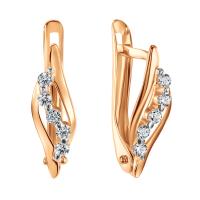 Серьги из красного золота с фианитами