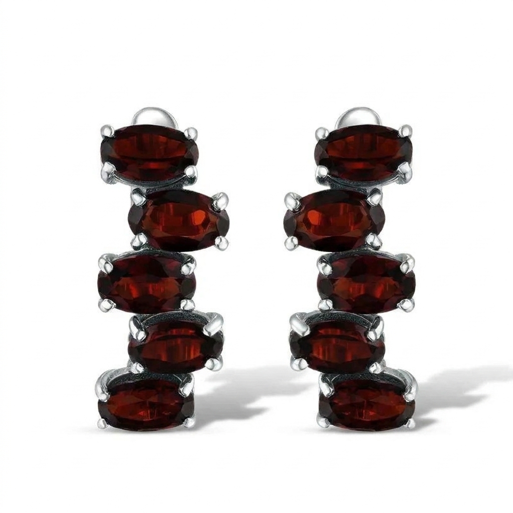 Серьги из серебра с гранатами