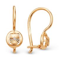 Серьги детские из красного золота с фианитами