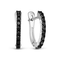 Серьги из серебра с черной шпинелью