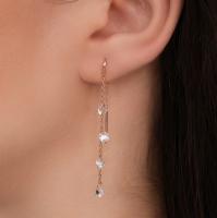 Серьги-продевки из красного золота с фианитами