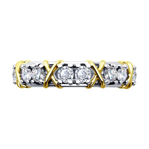 Кольцо в трендовом дизайне с фианитами и золочением Collection