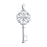 Подвеска-ключ из серебра с фианитами Collection