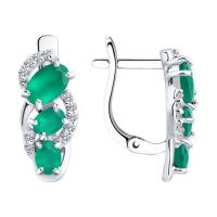 Серьги из серебра с агатами и фианитами