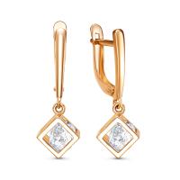 Серьги из красного золота с фианитами
