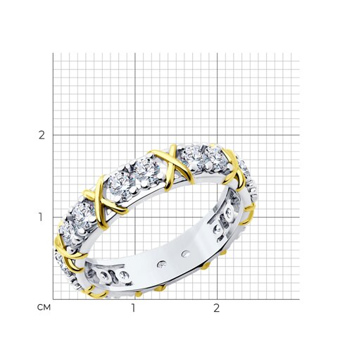 Кольцо в трендовом дизайне с фианитами и золочением Collection