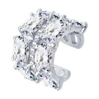 Серьга-кафф из серебра с фианитами
