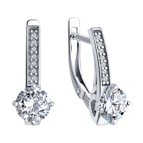 Серьги из серебра с фианитами
