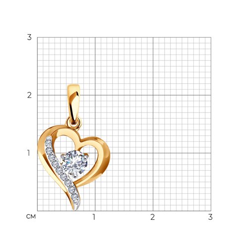 Подвеска сердце из золота с фианитами love