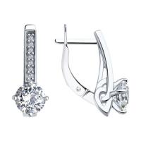 Серьги из серебра с фианитами
