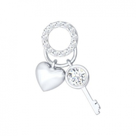 Подвеска-бегунок из серебра с фианитами love