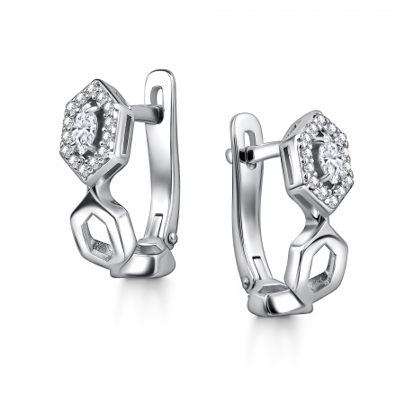Серьги из серебра с фианитами