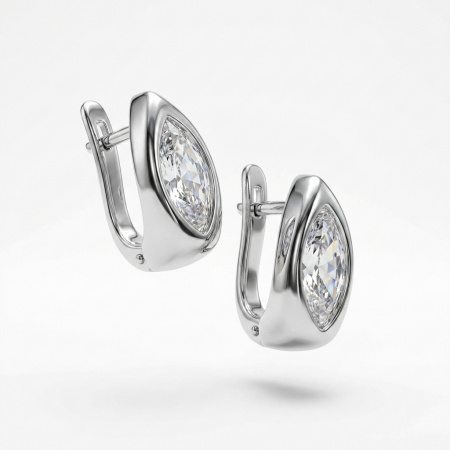 Серьги из серебра с фианитами