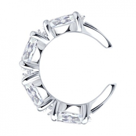 Серьга-кафф из серебра с фианитами