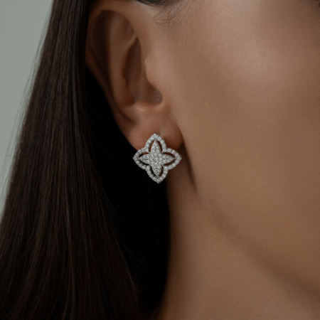 Серьги из серебра с фианитами