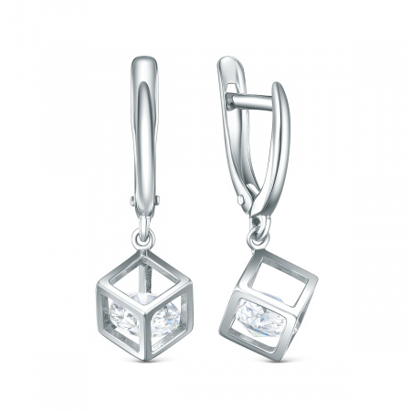 Серьги из серебра с фианитами