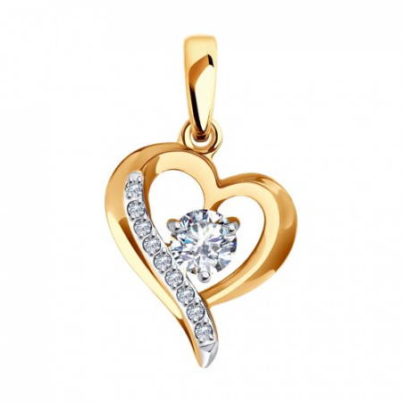 Подвеска сердце из золота с фианитами love