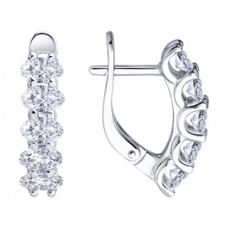 Серьги из серебра с фианитами