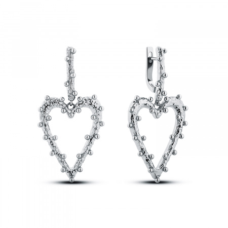 Серьги из серебра с подвесным сердцем Love Sadko