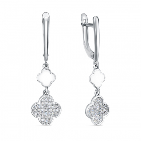 Серьги из серебра с фианитами и эмалью Collection
