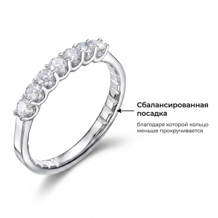 Кольцо из белого золота с бриллиантовой дорожкой