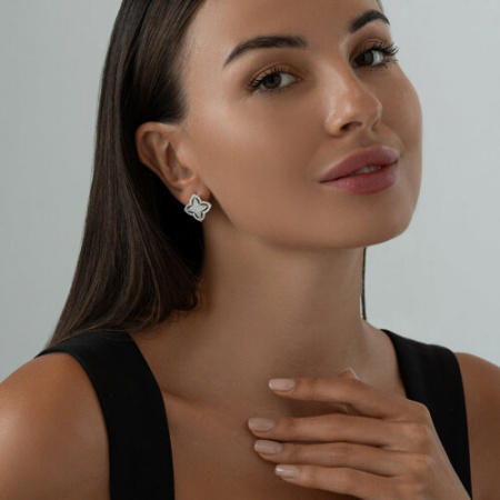 Серьги из серебра с фианитами