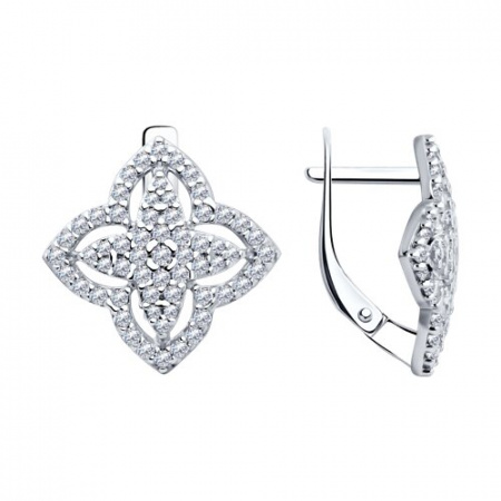 Серьги из серебра с фианитами