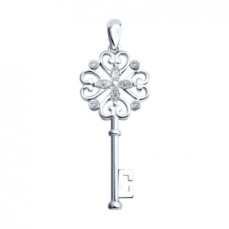 Подвеска-ключ из серебра с фианитами Collection