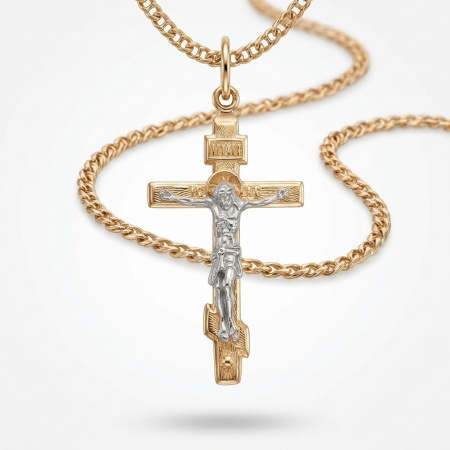 Крест православный из комбинированного золота 