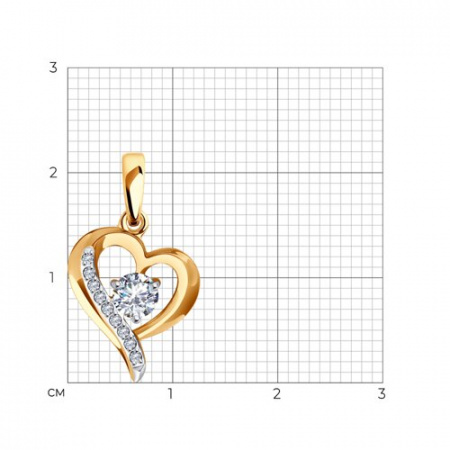 Подвеска сердце из золота с фианитами love