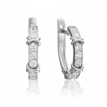 Серьги из белого золота с фианитами Collection